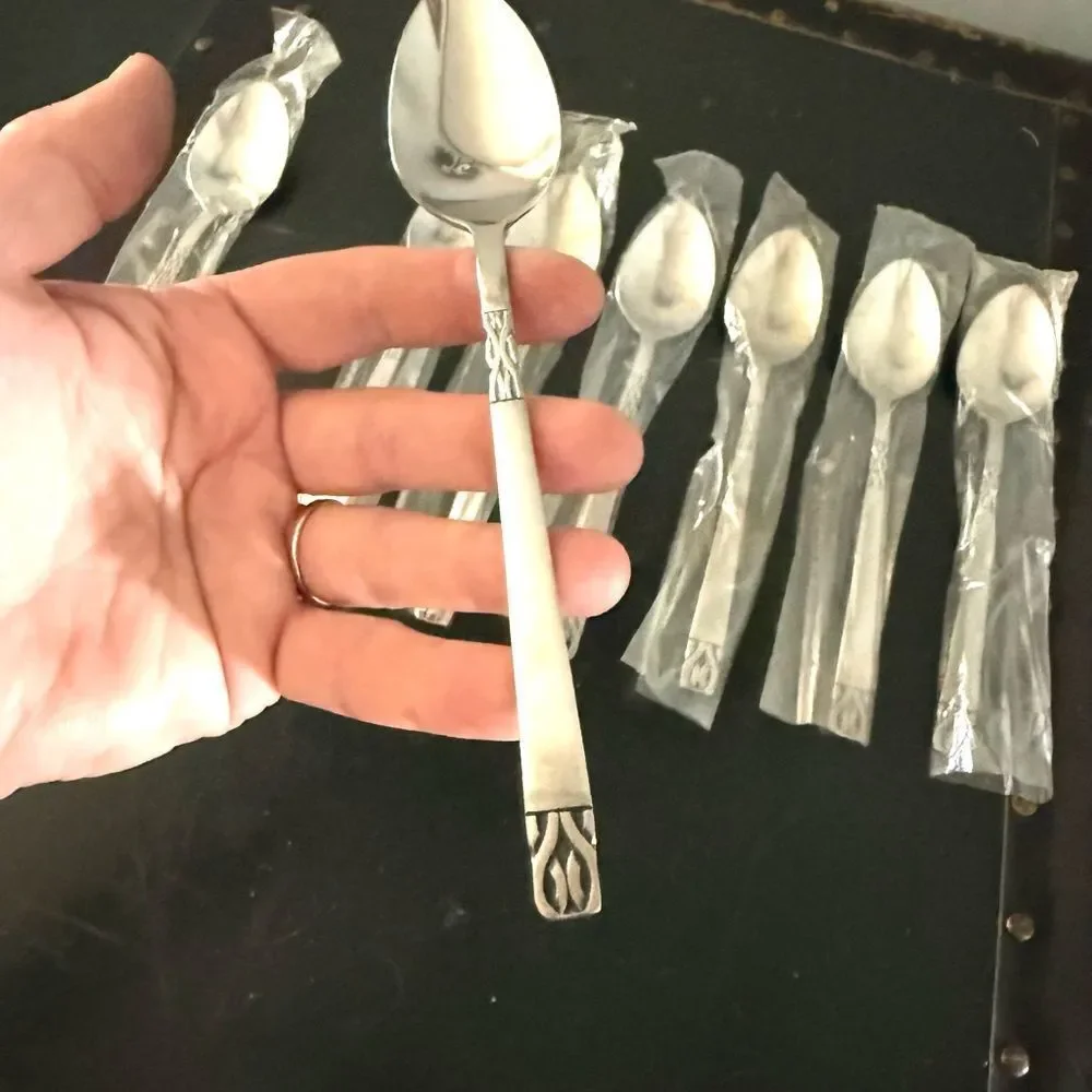Kimco 8 Vintage Stainless Steel  Flatware Victoria Pattern Japan Teaspoons